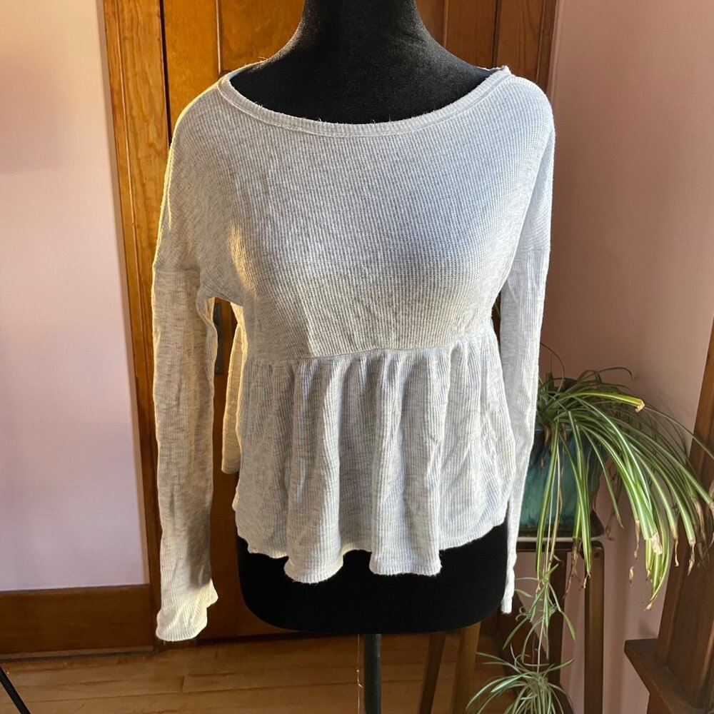 Alya Made in USA babydoll waffle knit top XS cottagecore coquette indie sleaze - Picture 2 of 10
